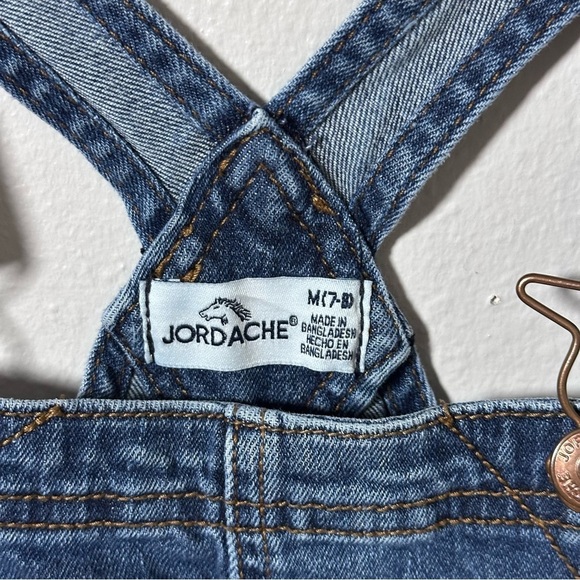 Jordache Girls Denim Blue Overall Shorts shortalls size M(7/8) - Picture 4 of 7